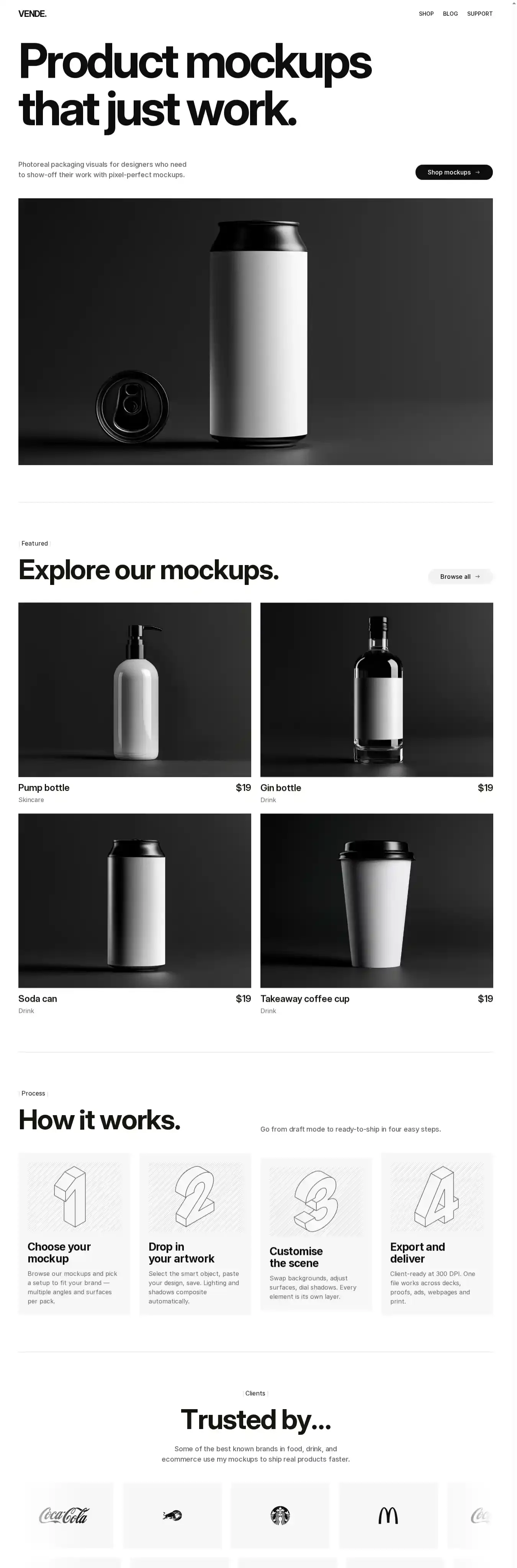 VENDE home page on desktop