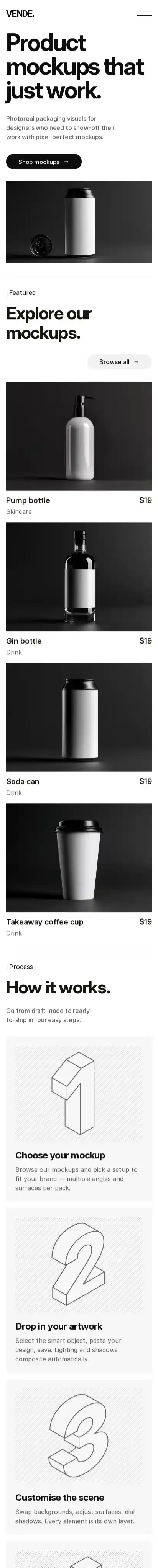VENDE home page on mobile