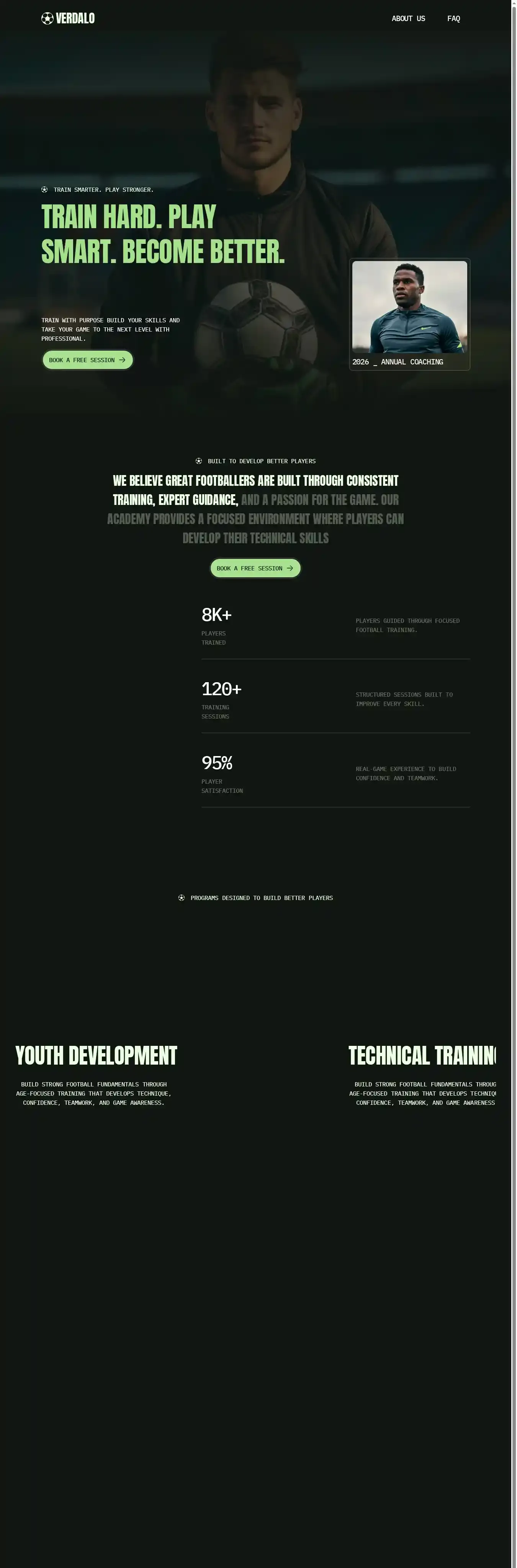 Verdalo home page on desktop