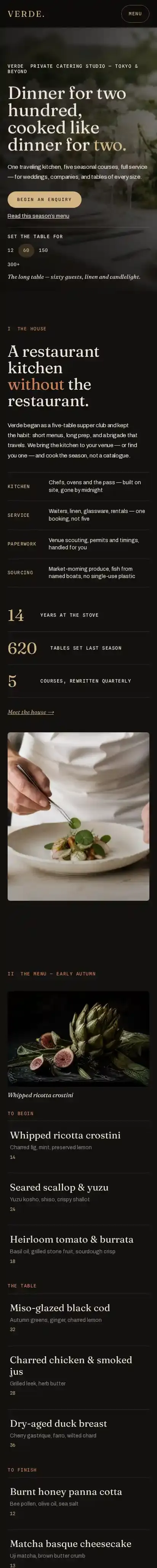 Verde Studio home page on mobile