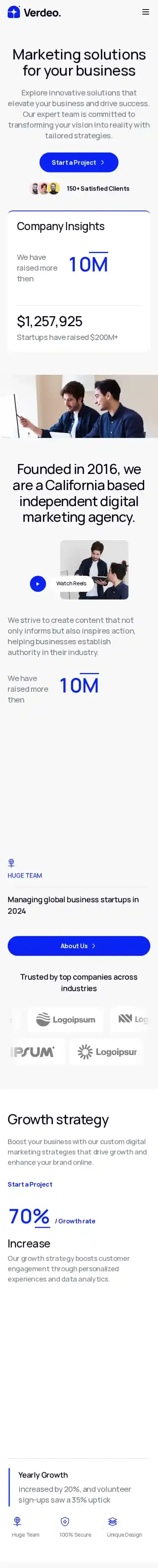 Verdeo home page on mobile