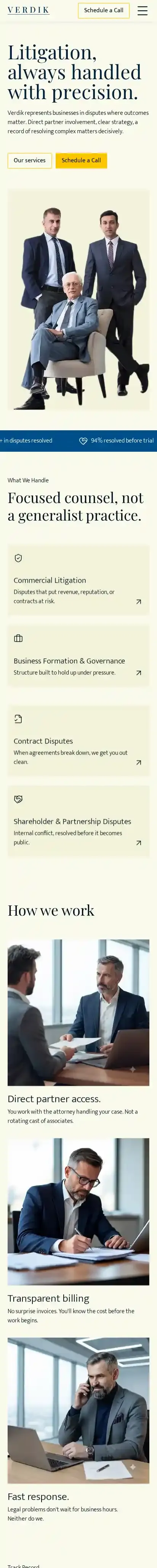 Verdik home page on mobile
