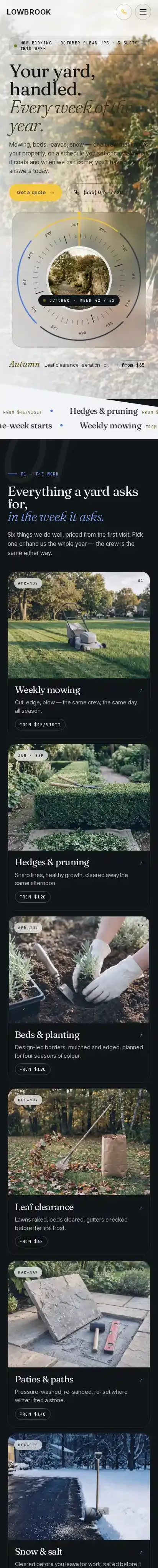 VERGE Landscape home page on mobile