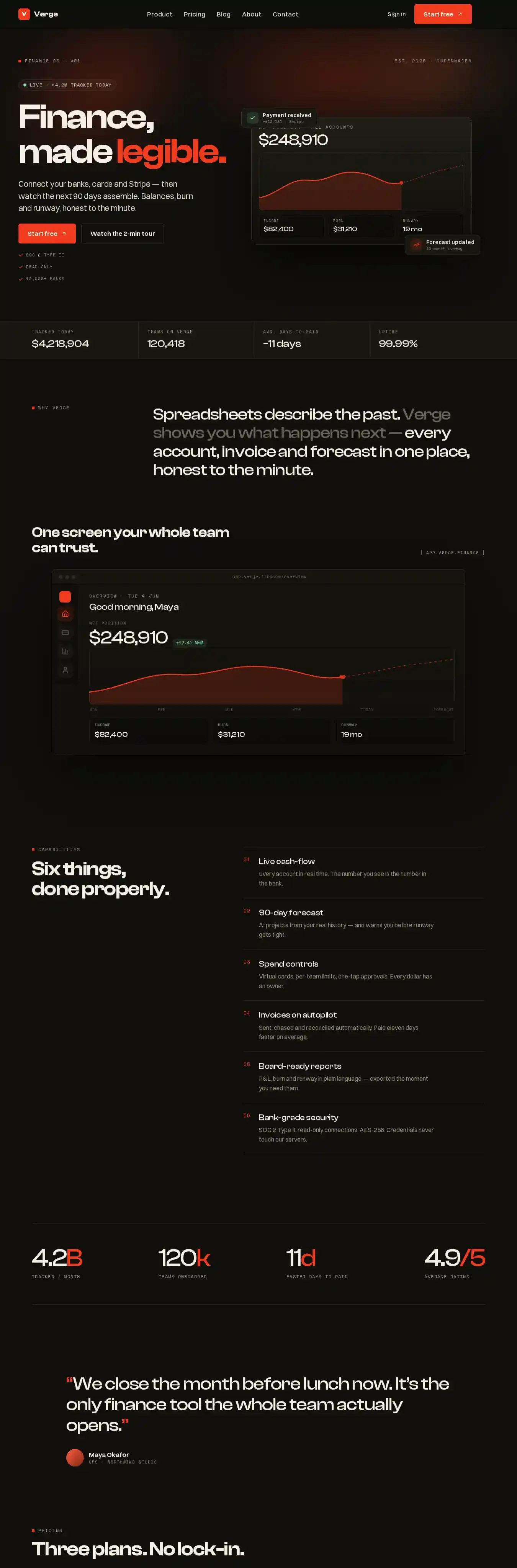 Verge home page on desktop
