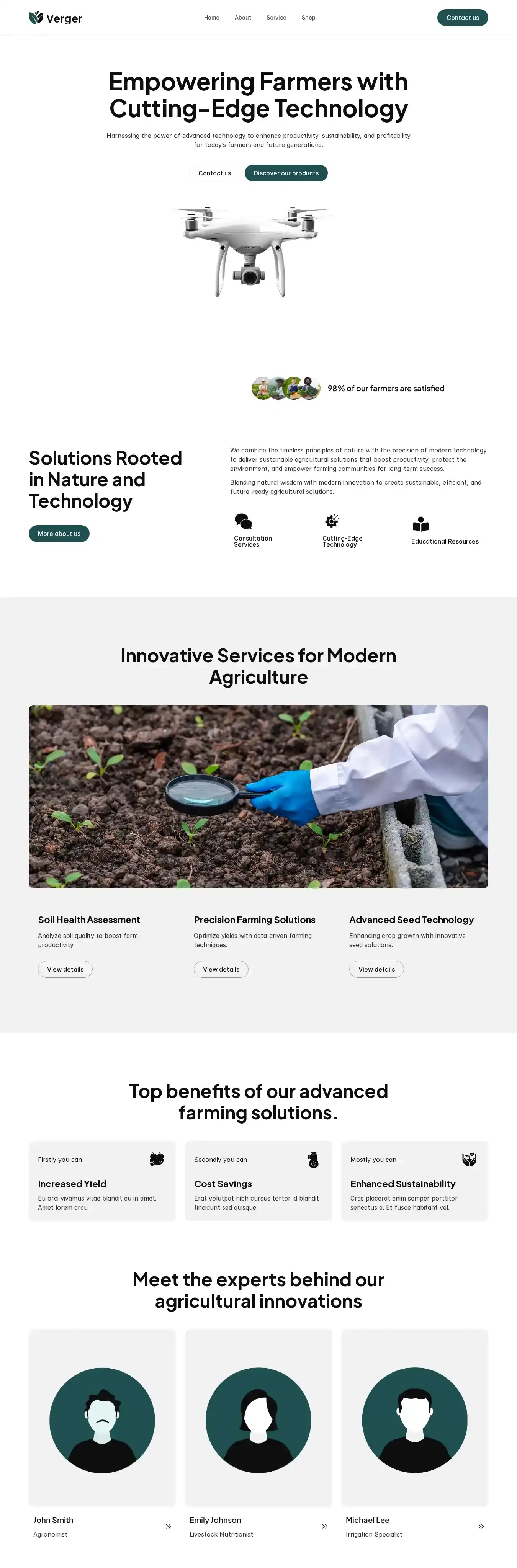 Verger home page on desktop