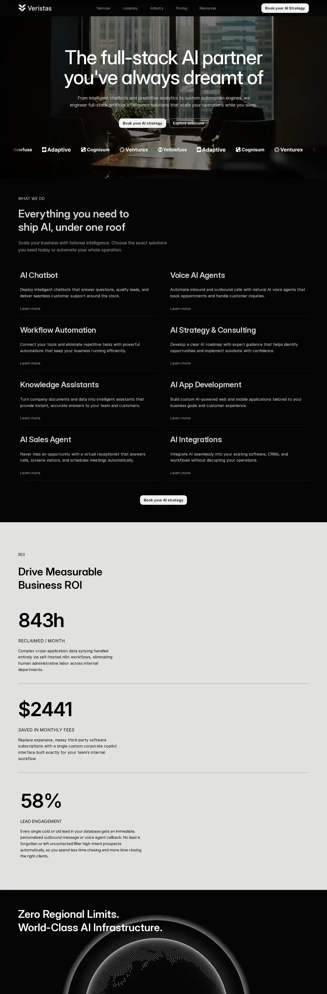 Veristas home page on desktop