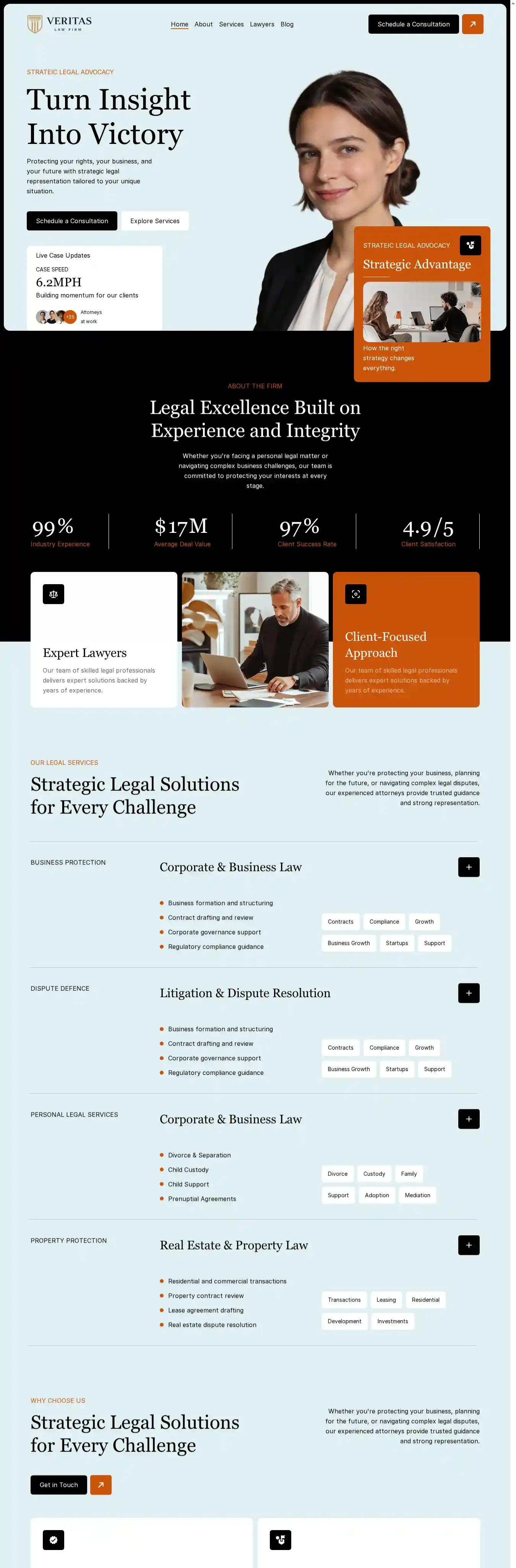 Veritas Law home page on desktop