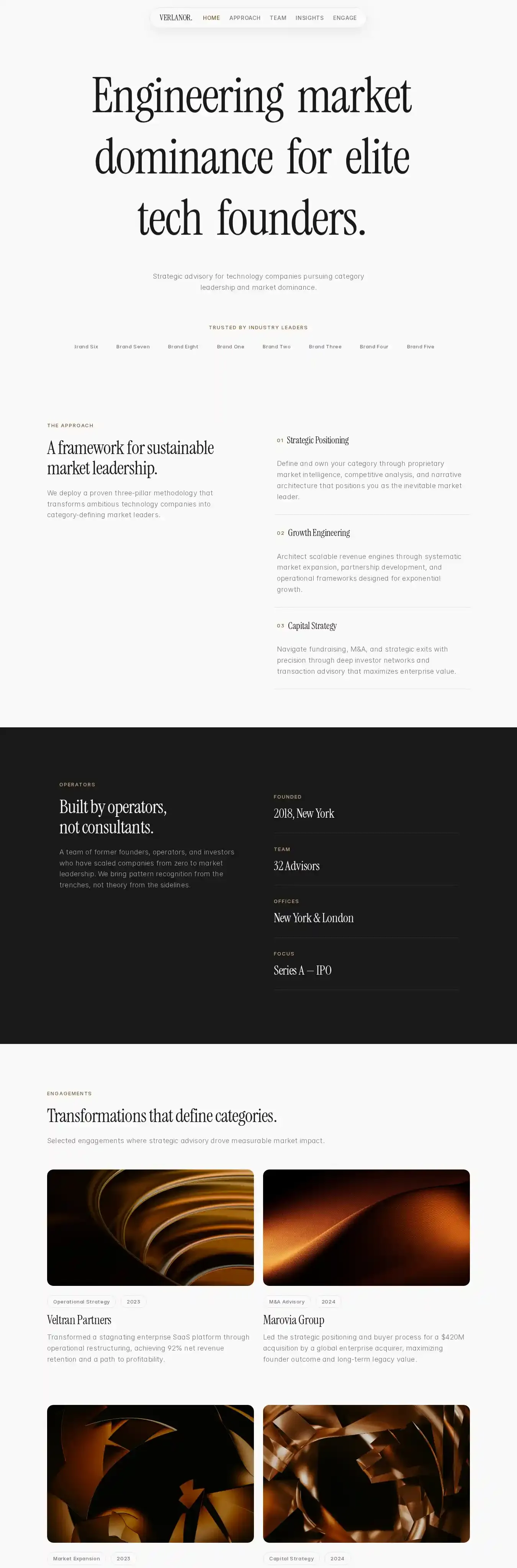 Verlanor home page on desktop