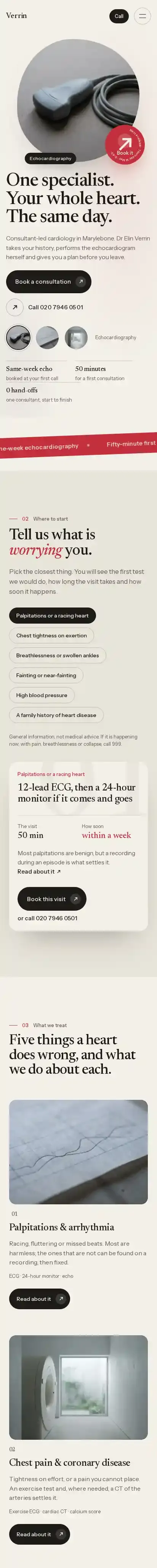 VERRIN CLINIC home page on mobile