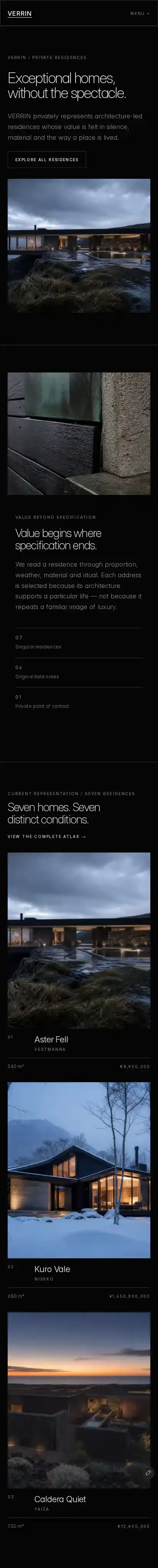 VERRIN home page on mobile