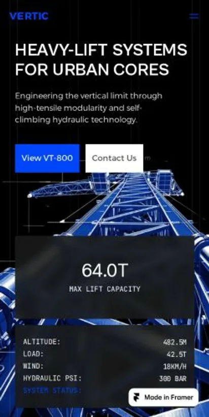 VERTIC home page on mobile