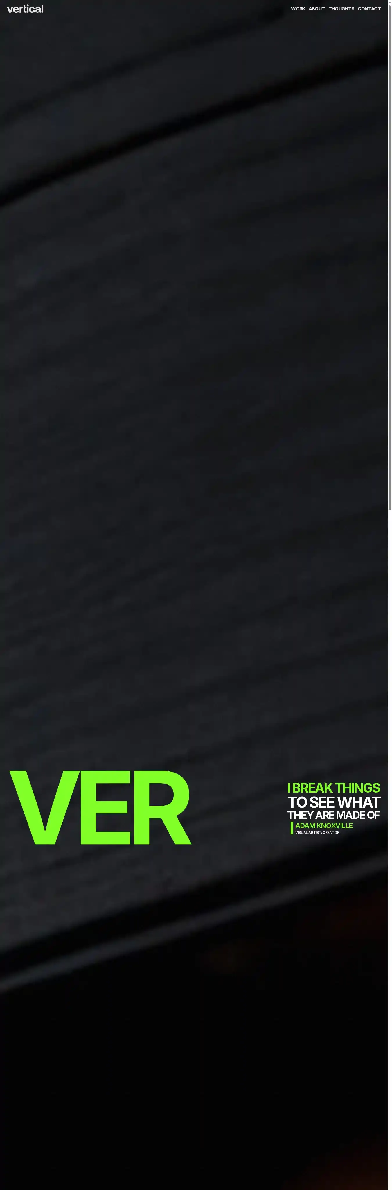 Vertical home page on desktop