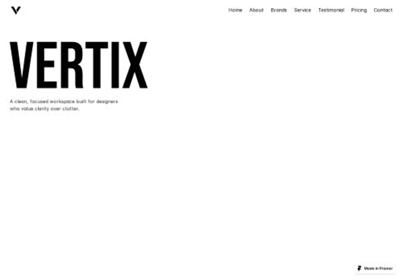 VERTIX home page on desktop