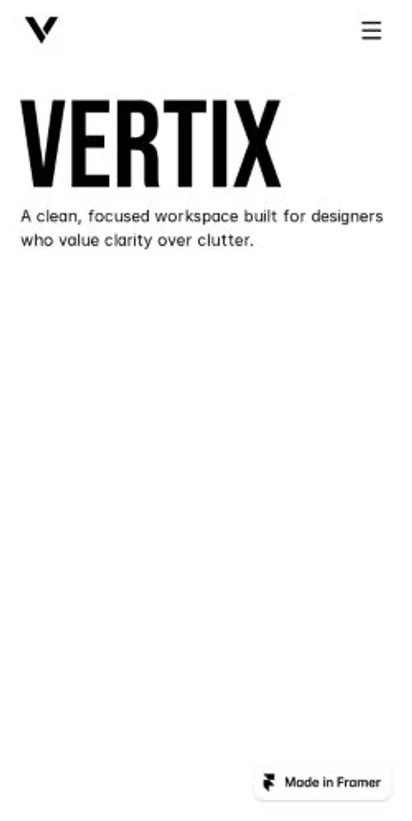 VERTIX home page on mobile