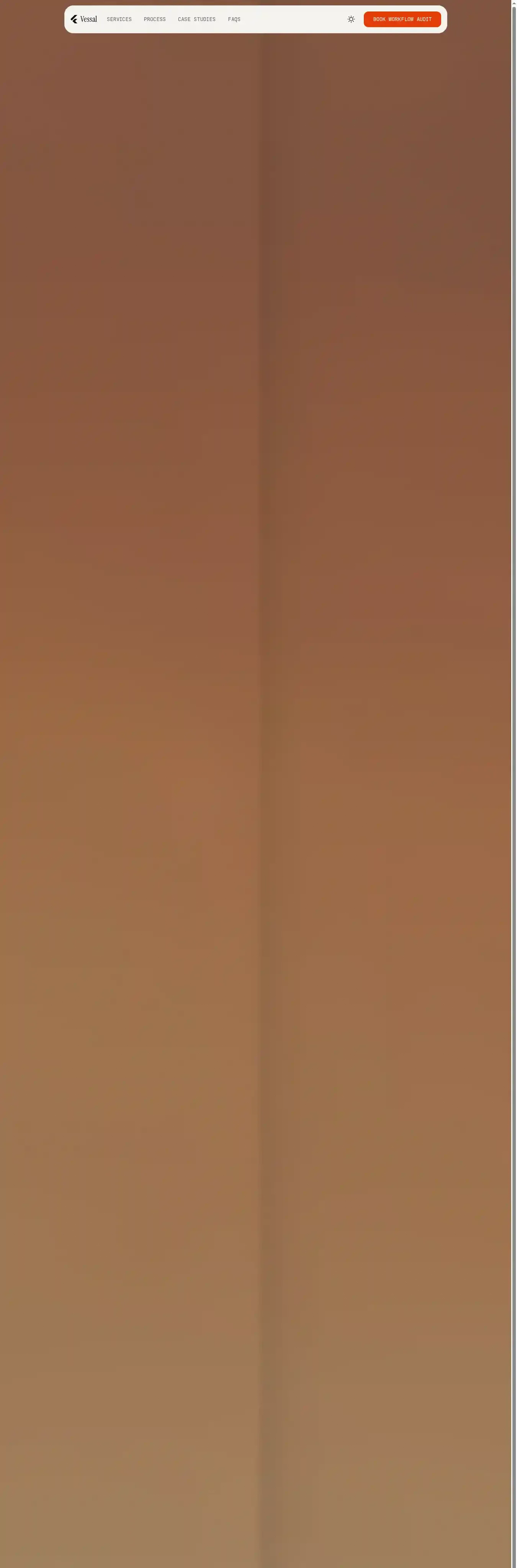 Vessal home page on desktop