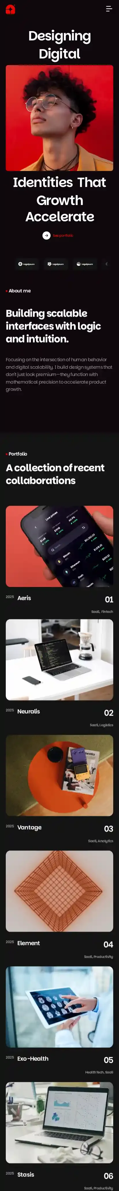 Vexta home page on mobile