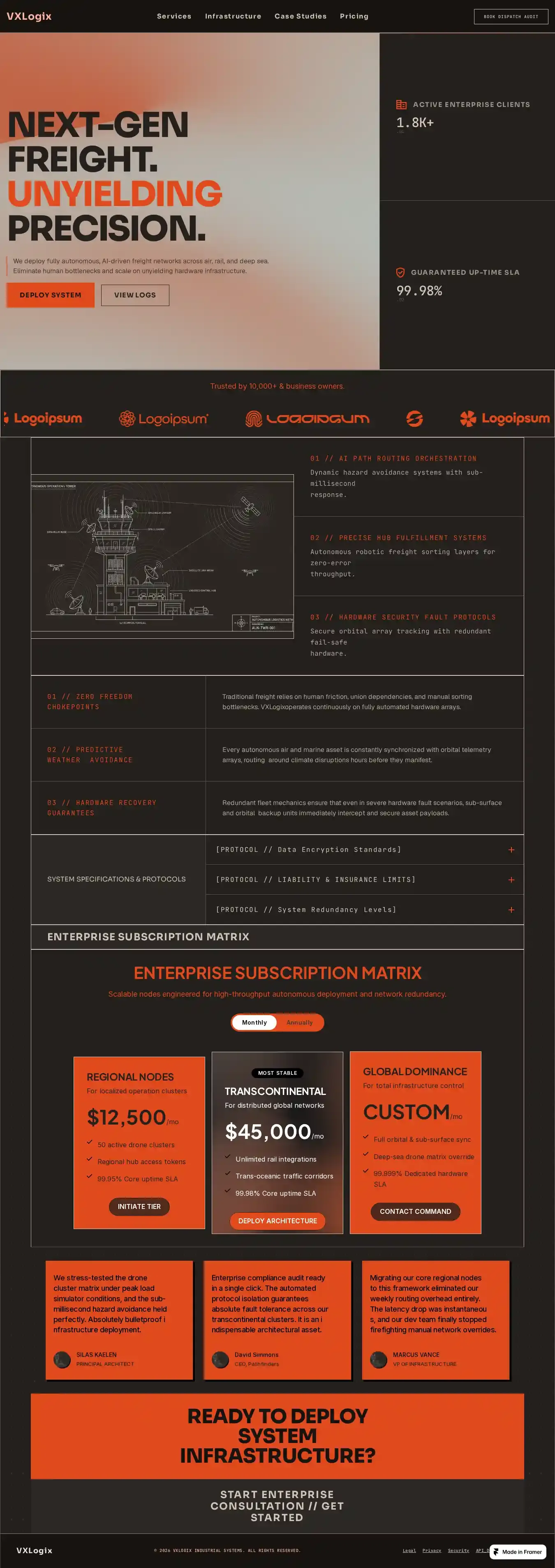 VGLogix home page on desktop