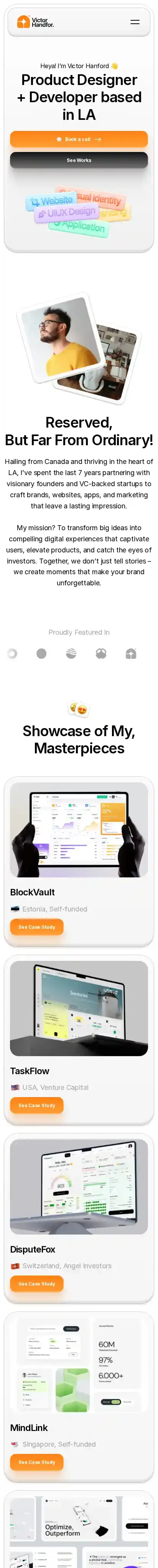 Victor home page on mobile