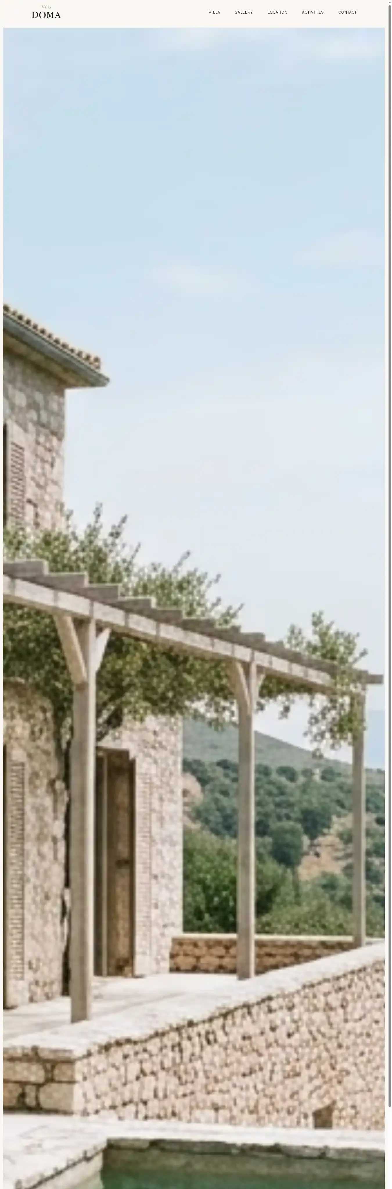 Villa Doma home page on desktop