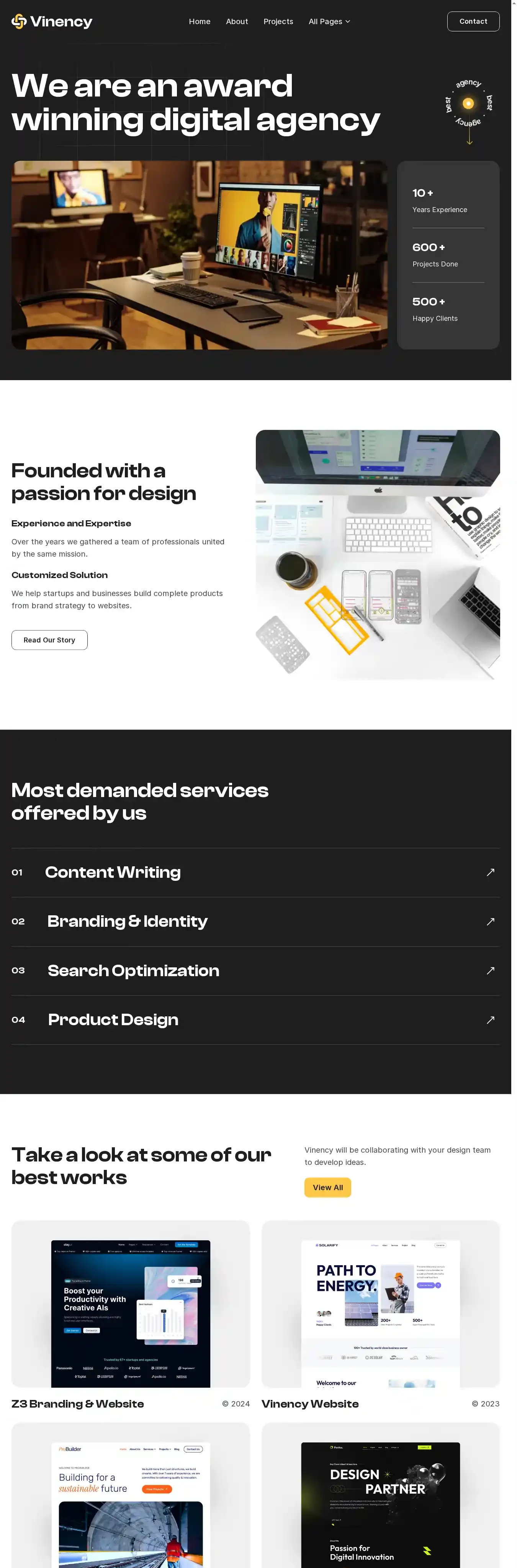 AgenVine home page on desktop