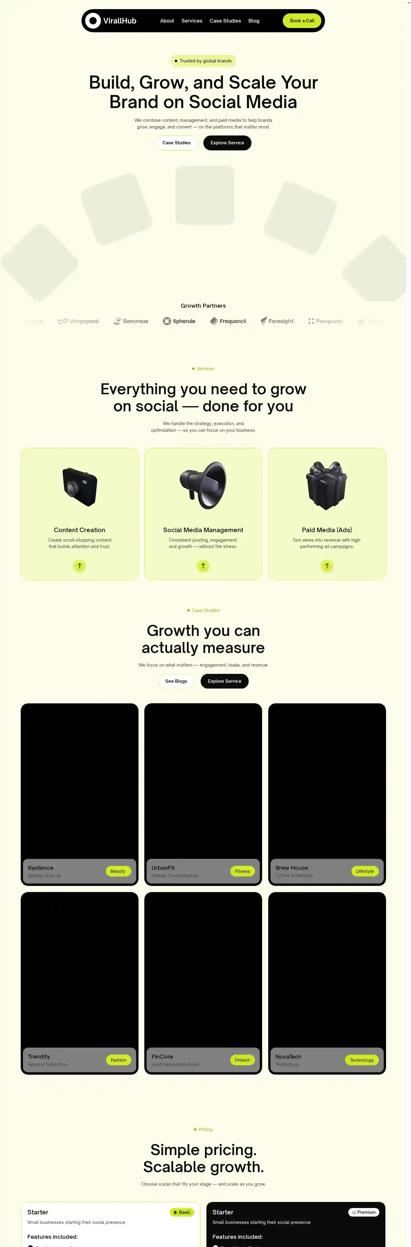 VirallHub home page on desktop