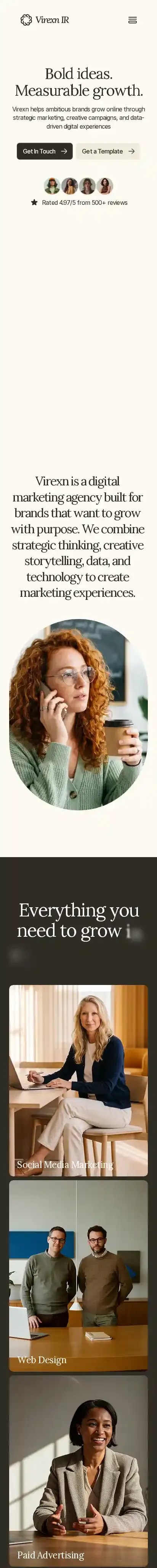 Virexn IR home page on mobile