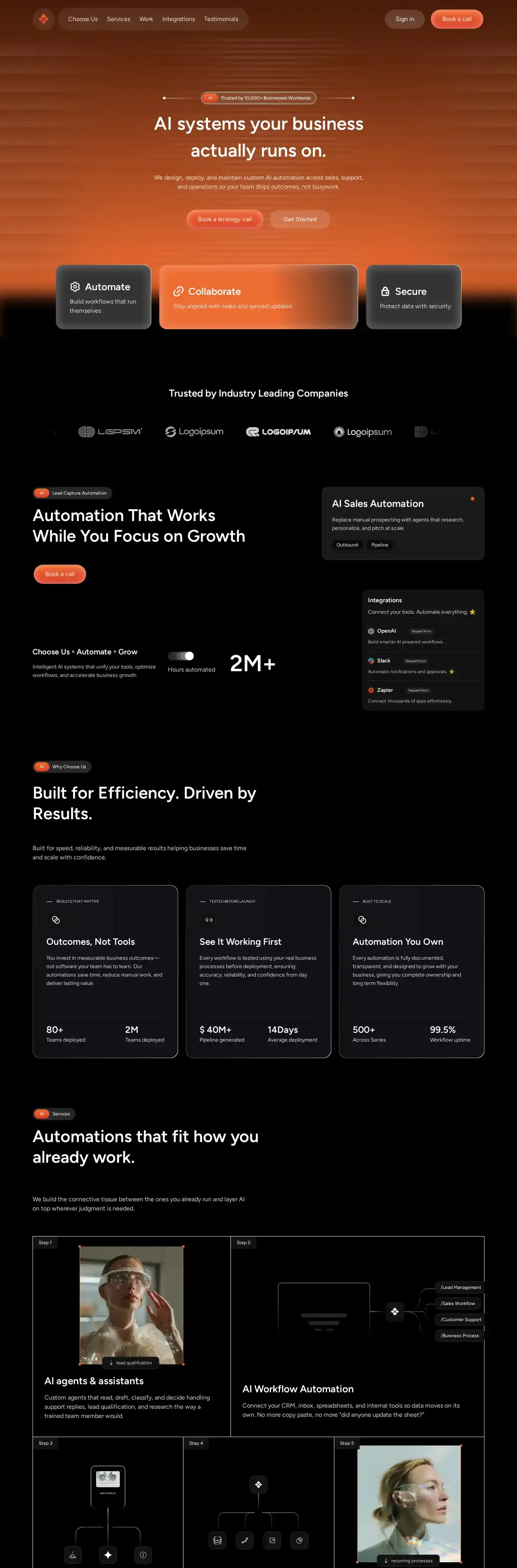 Virexon home page on desktop