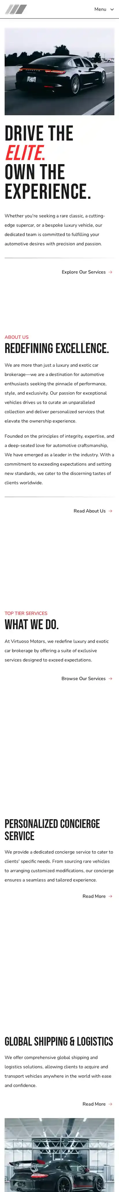 Virtuoso home page on mobile