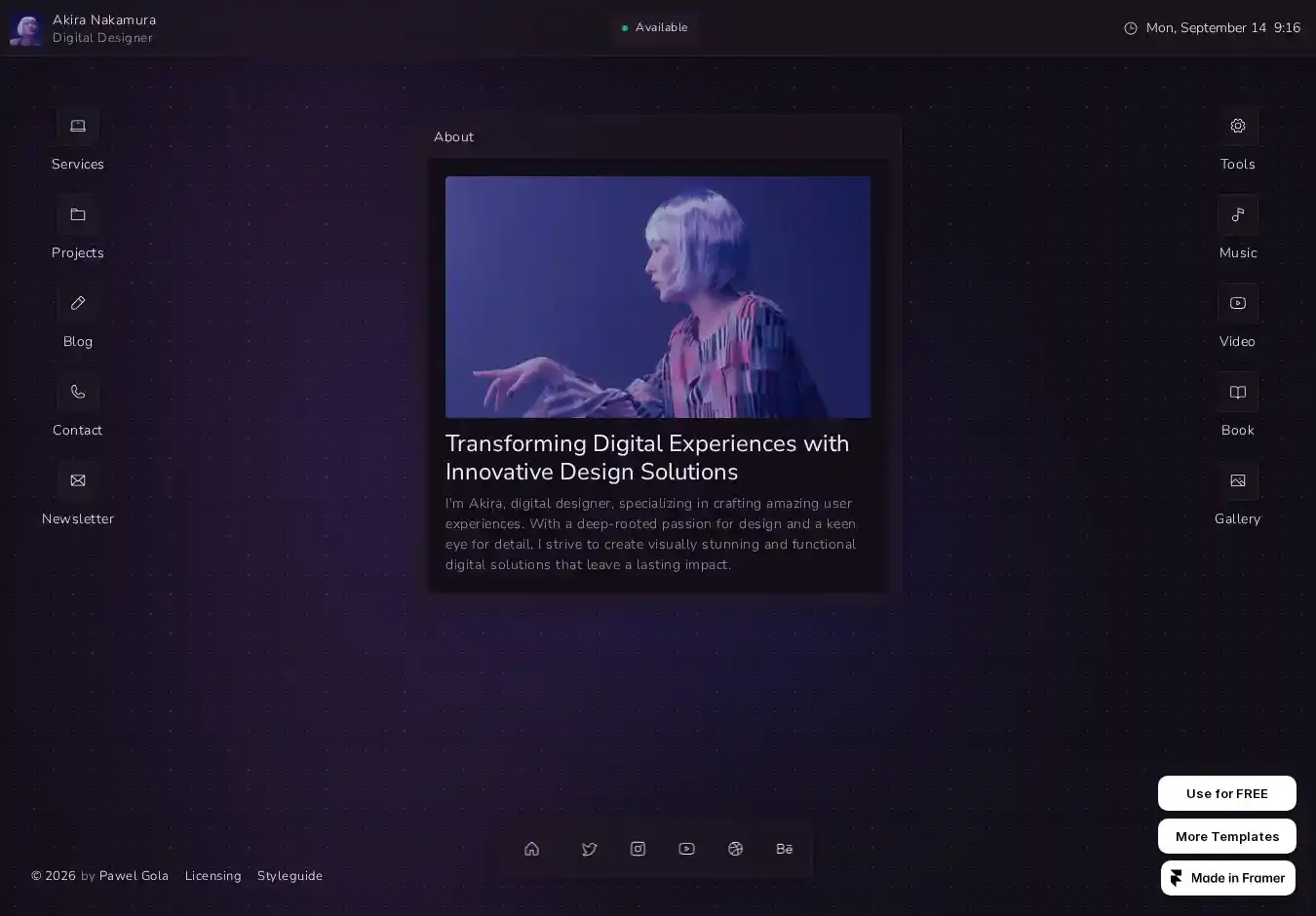 Vision home page on desktop