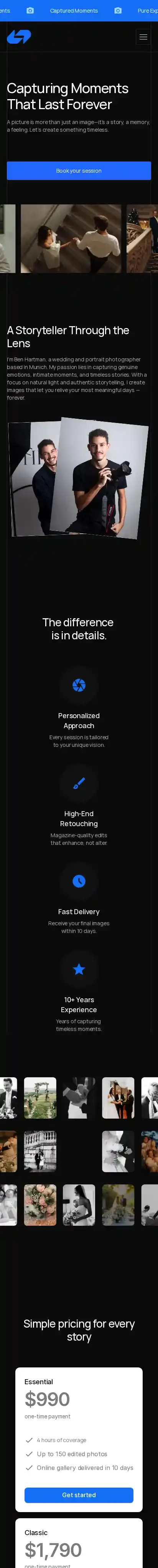 Visual Poet home page on mobile