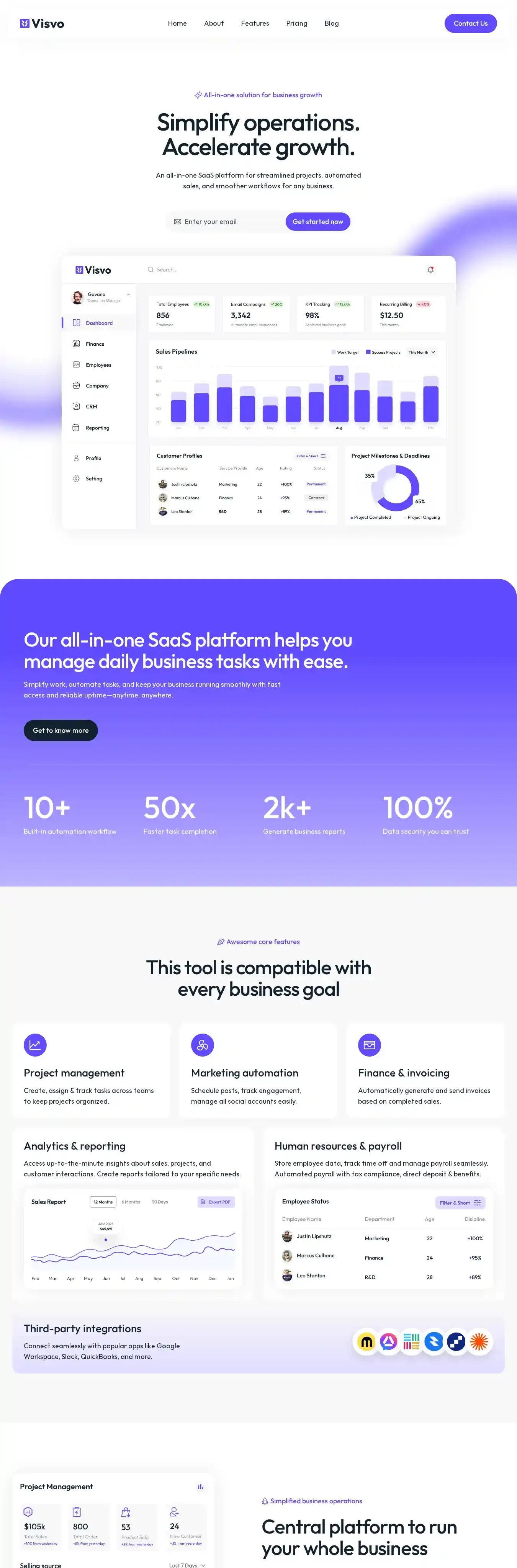 Visvo home page on desktop
