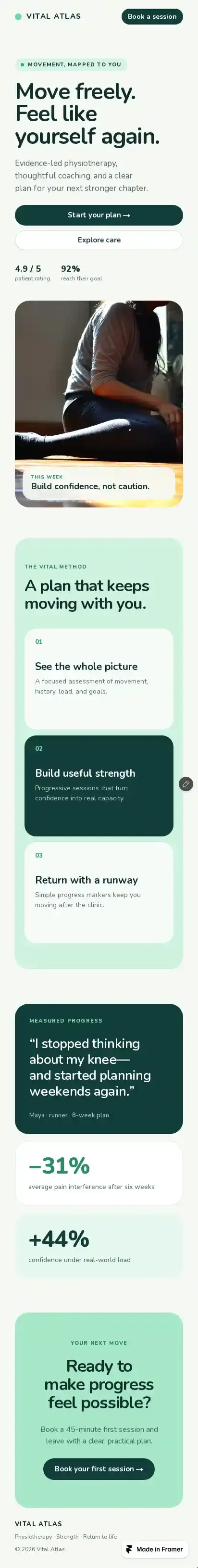 Vital Atlas home page on mobile
