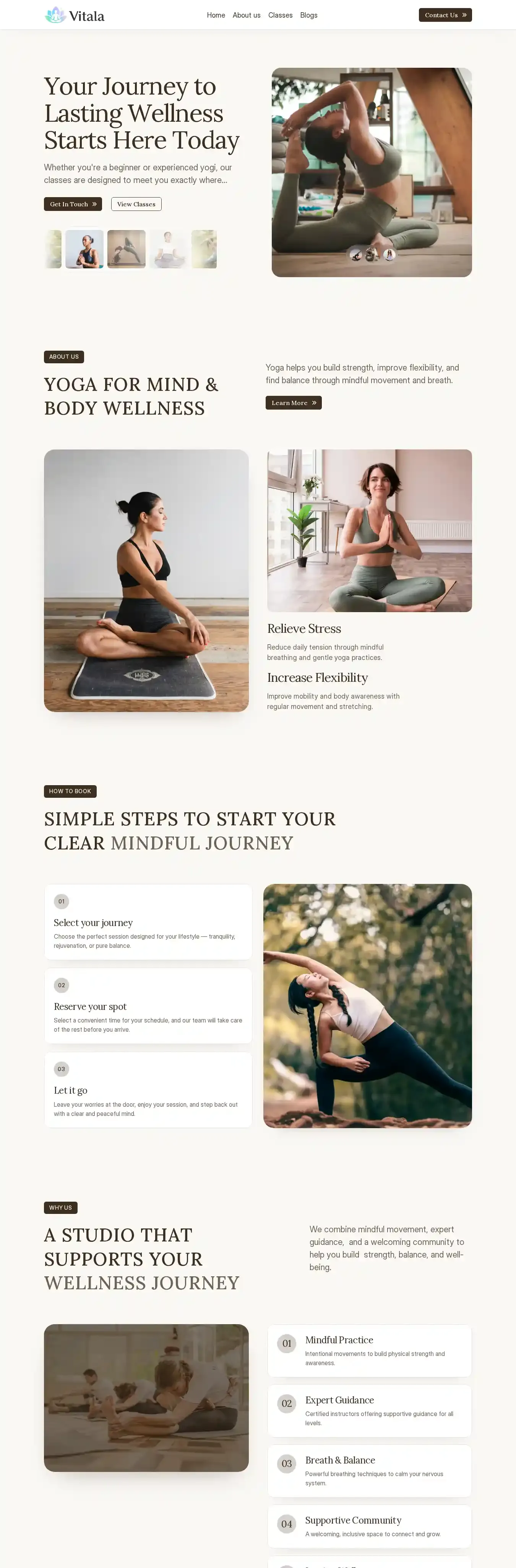 vitala home page on desktop