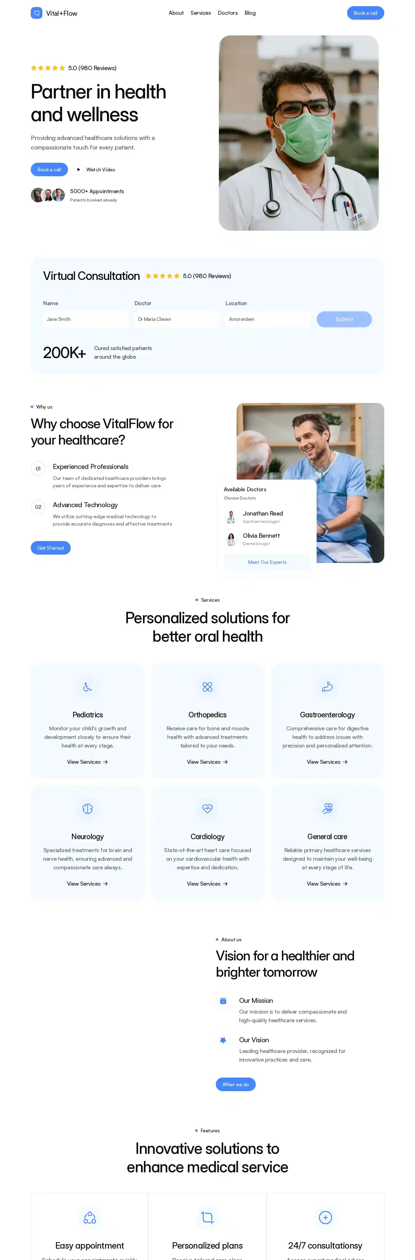 Vitalflow home page on desktop