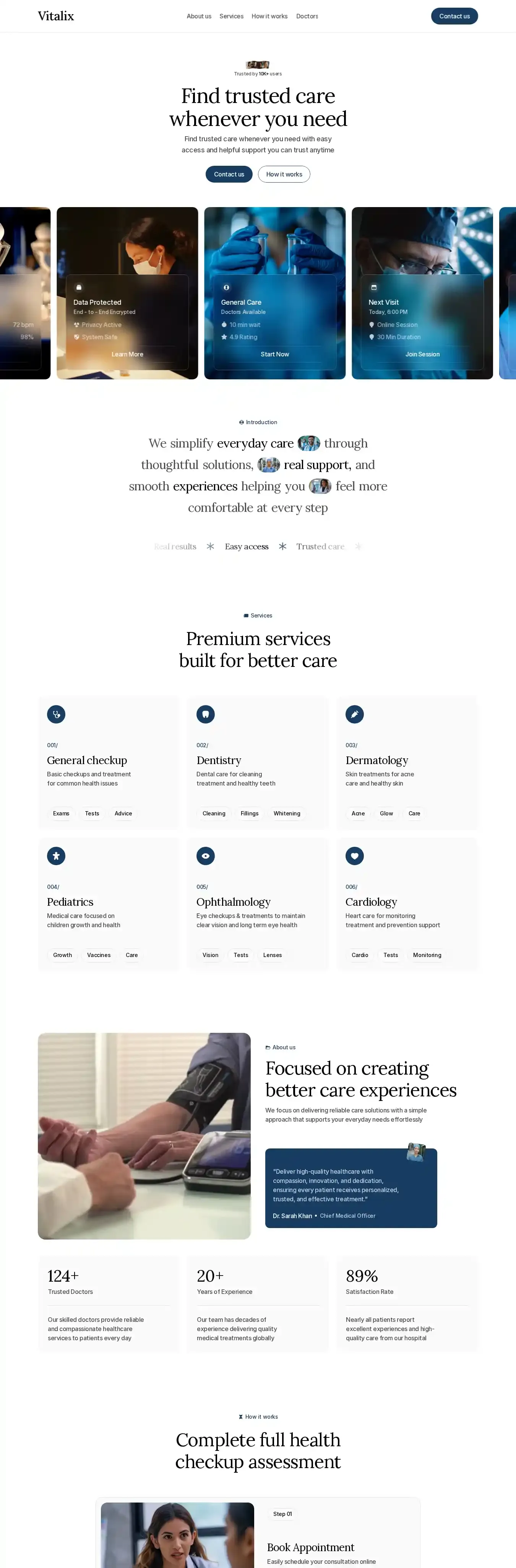 Vitalix home page on desktop