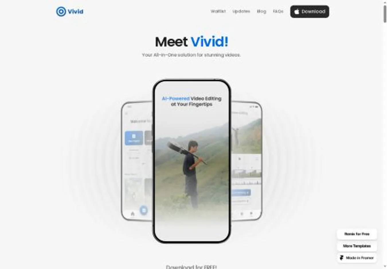 Vivid home page on desktop