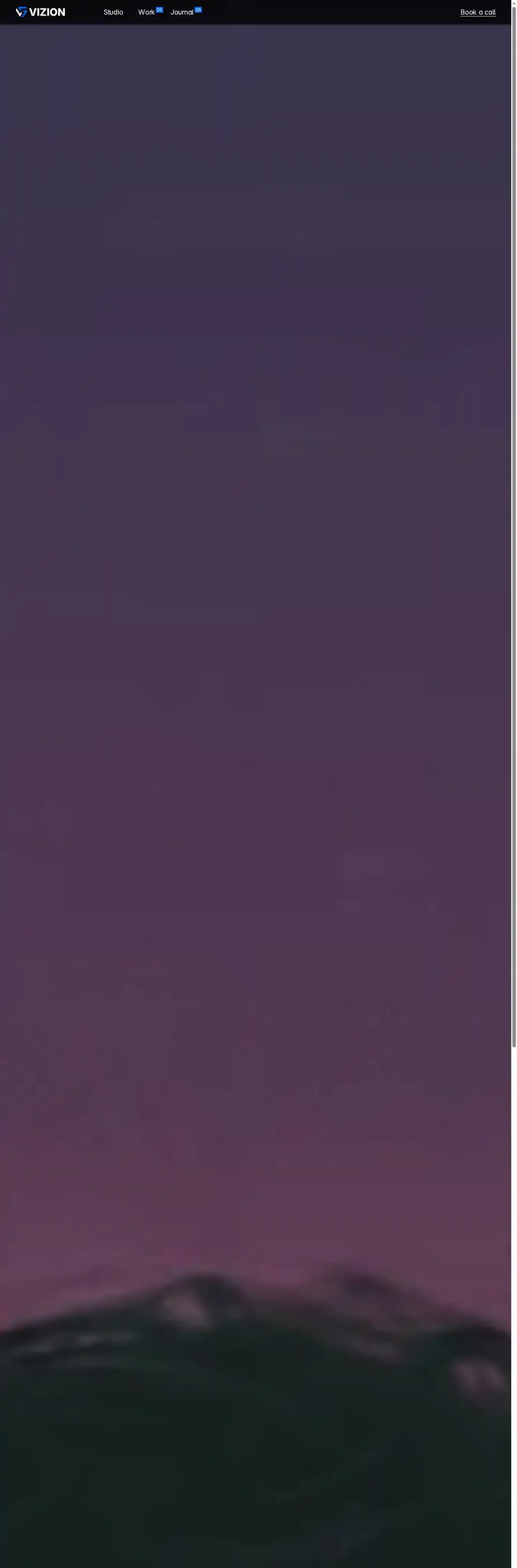 Vizion home page on desktop