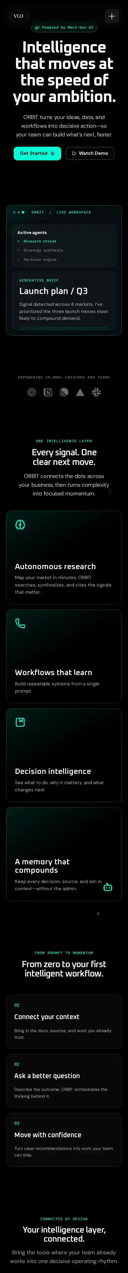 VLO home page on mobile