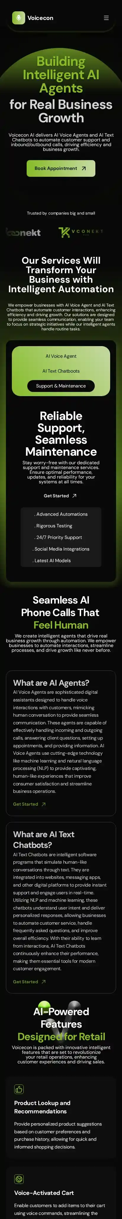 VoiceCon home page on mobile