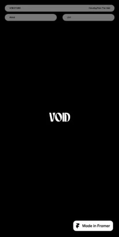 VOID STUDIO home page on mobile