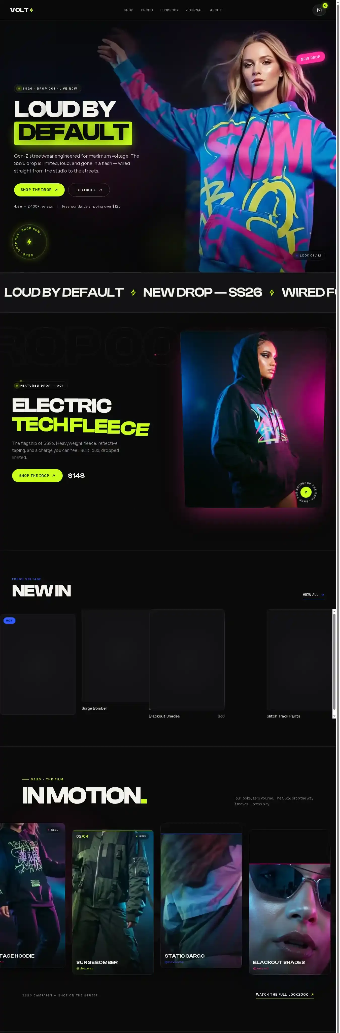 VOLT Studio home page on desktop