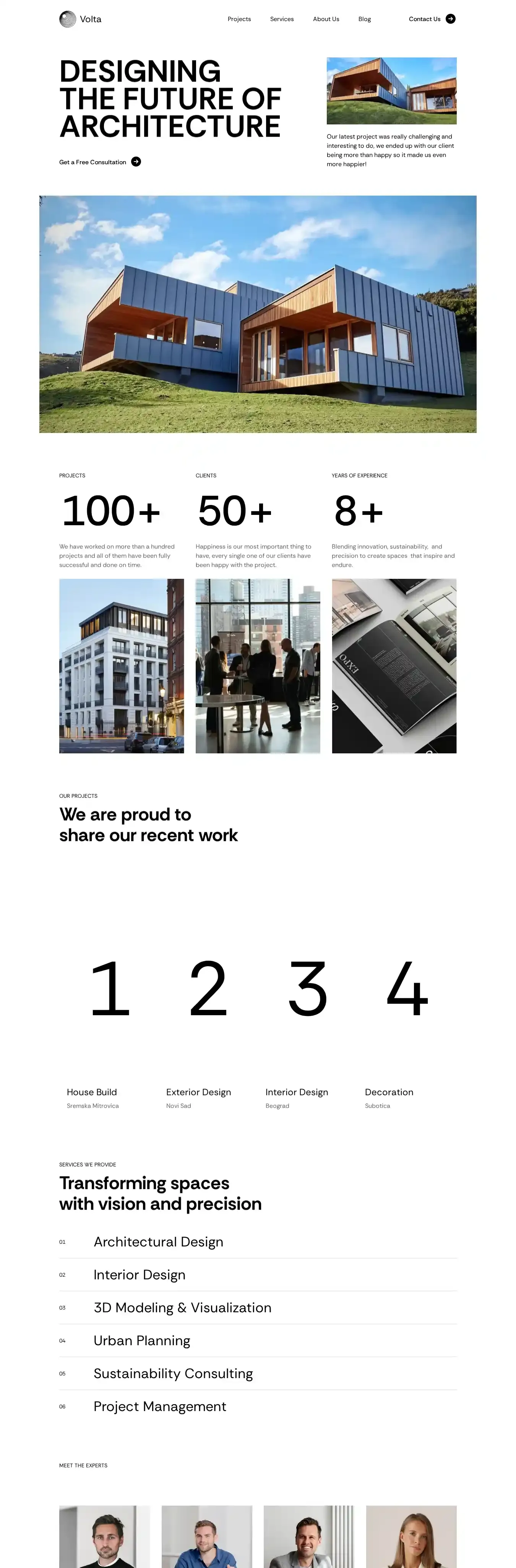 Volta home page on desktop