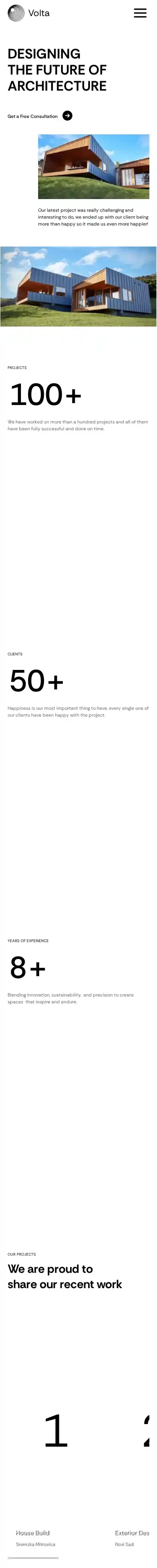 Volta home page on mobile