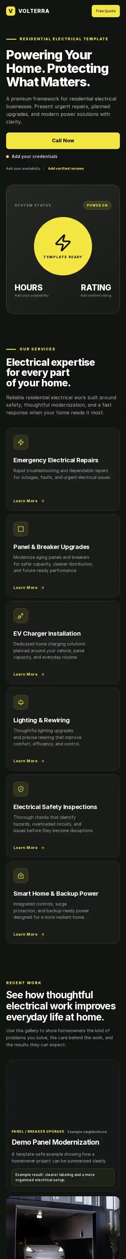 VOLTERRA home page on mobile