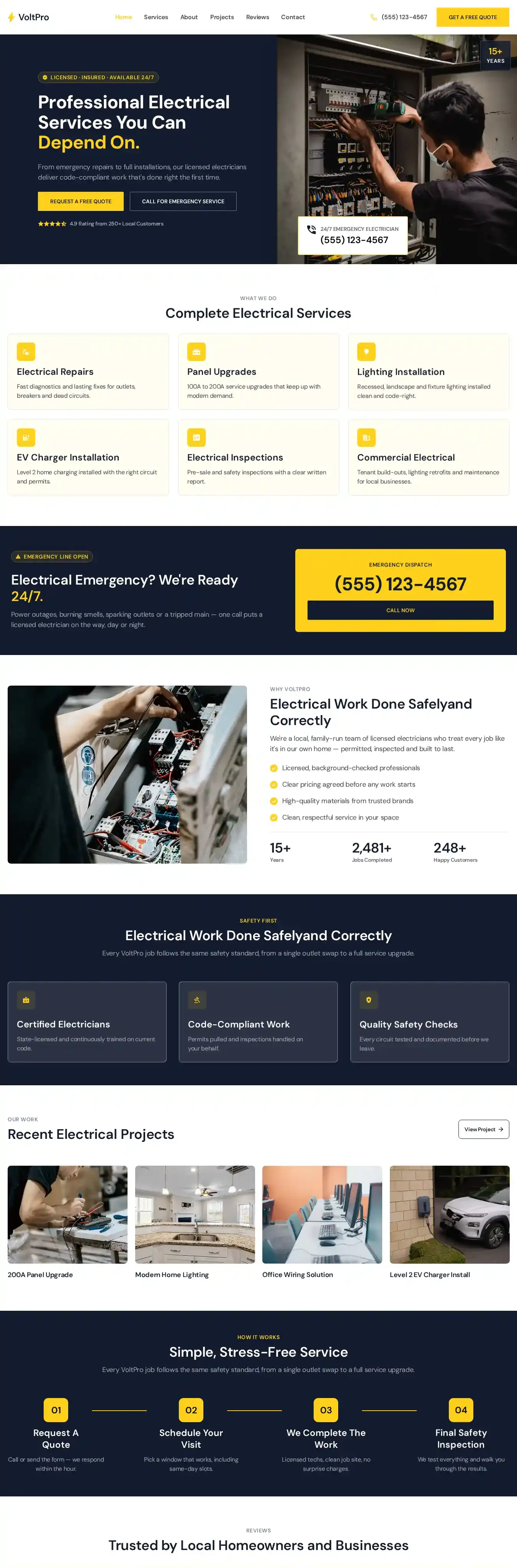 Voltpro home page on desktop