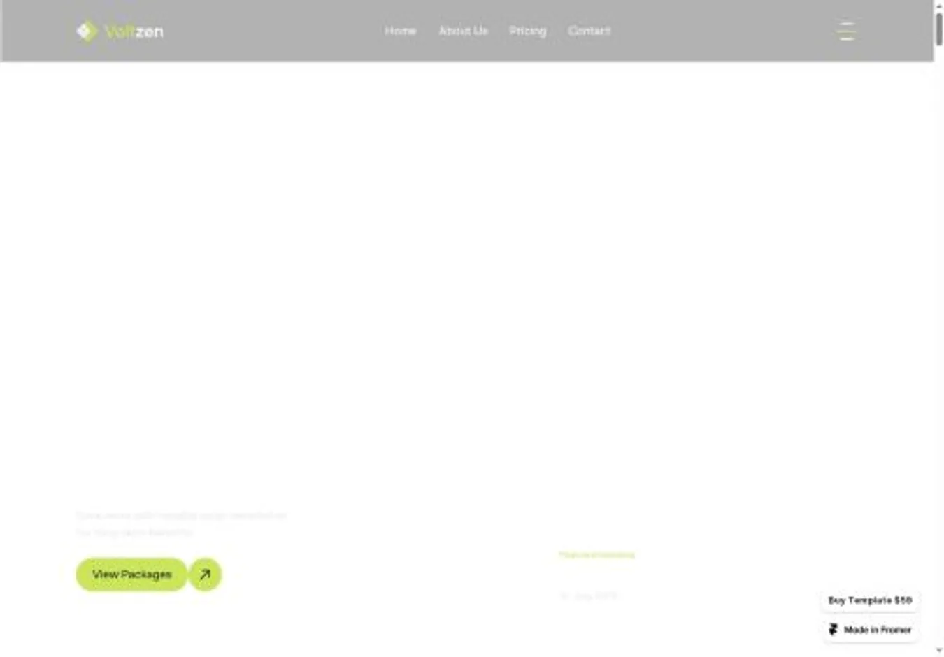 Voltzen home page on desktop