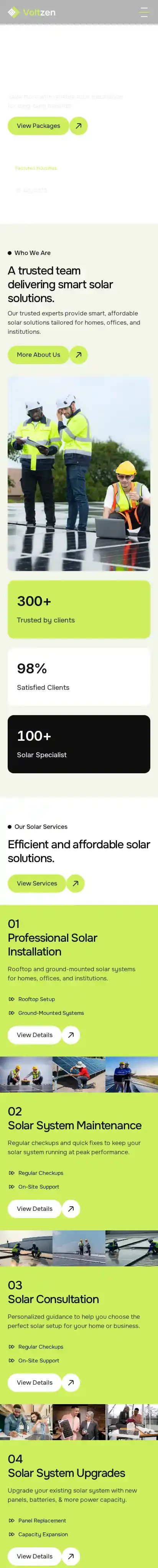 Voltzen home page on mobile