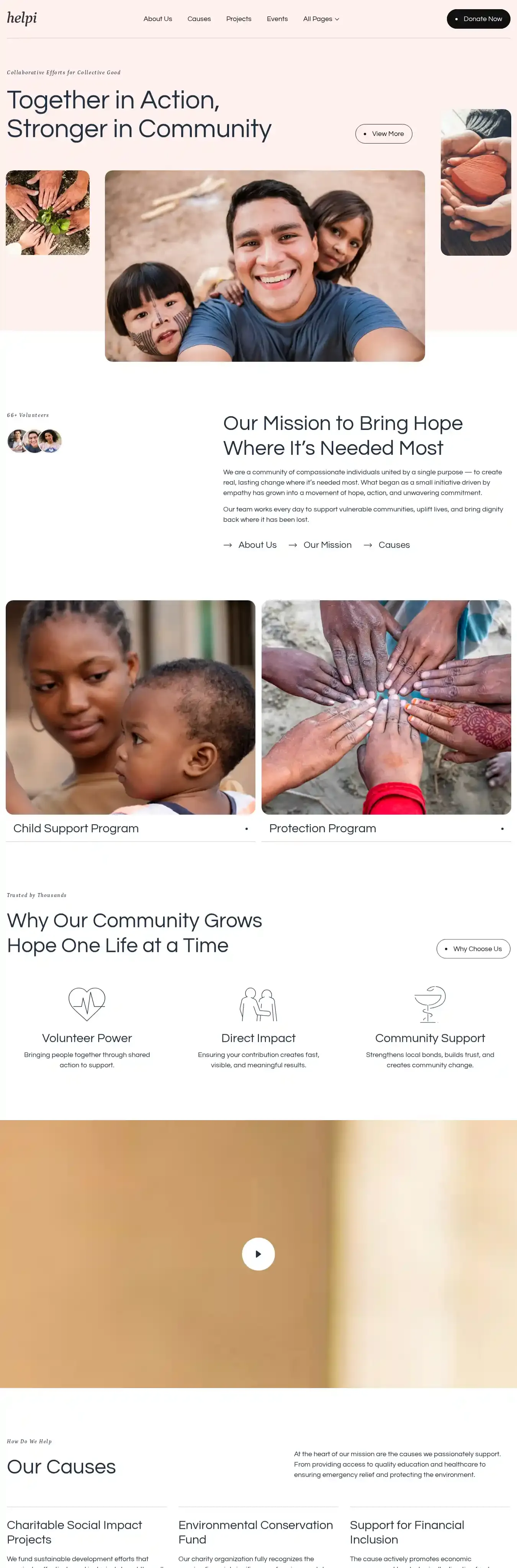 Volunteery home page on desktop