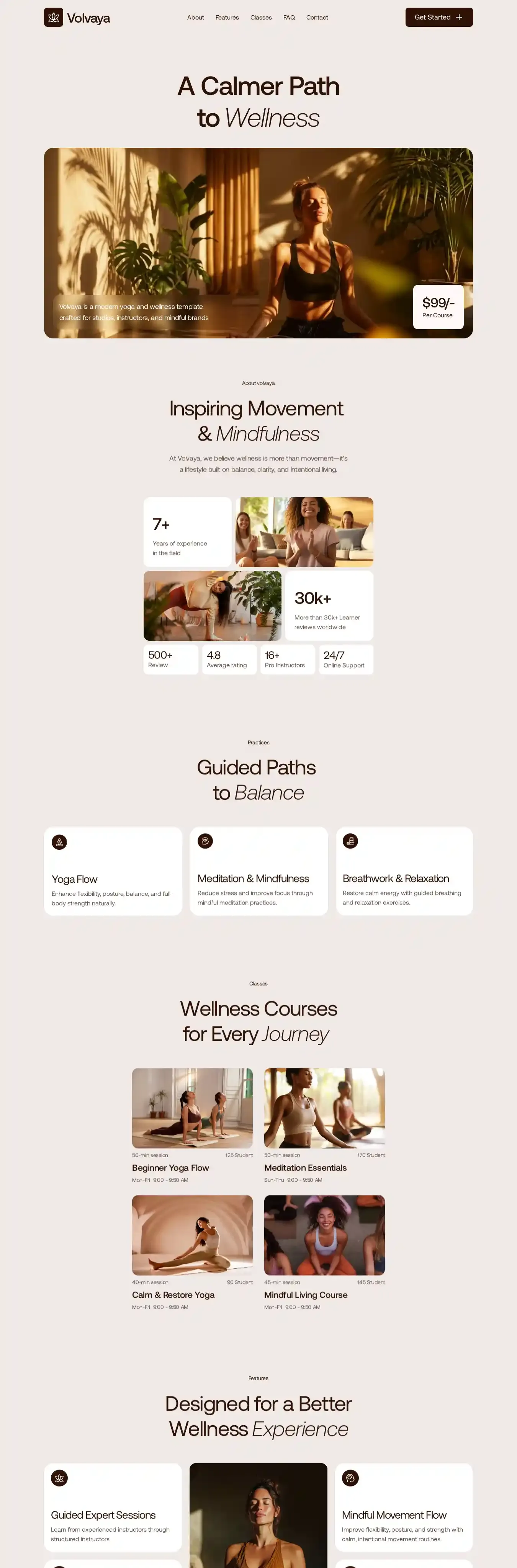 Volvaya home page on desktop