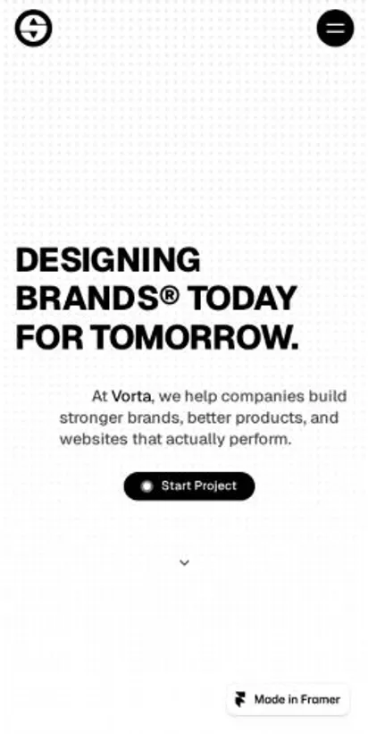 Vorta home page on mobile